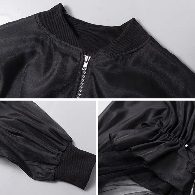 Сетчатый длинный плащ, Женский лоскутный Тренч с завязками, высокая талия, рукав-фонарик, на молнии, ветровка для женщин, весна