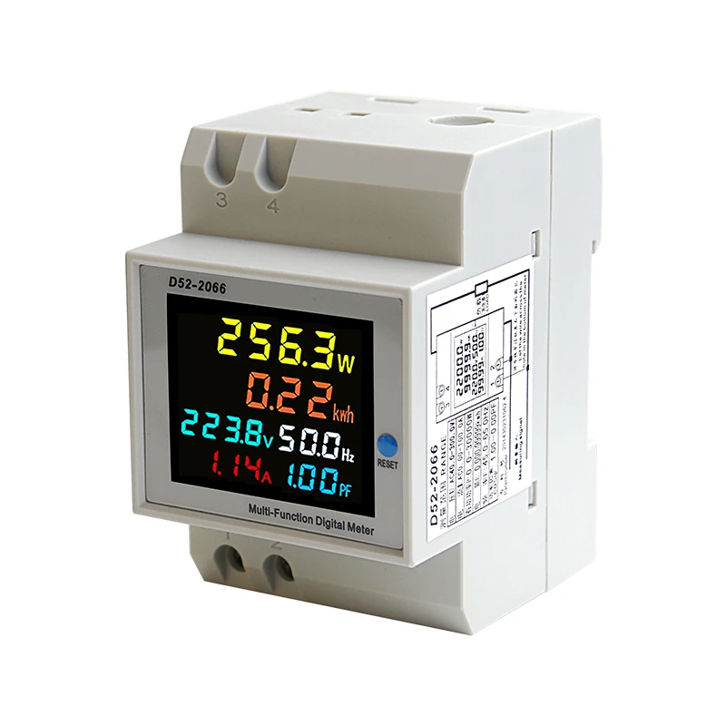 컬러 LCD 화면 단상 가정용 스마트 전력량계 가이드 레일 유형 220V 전압 전류 전력 주파수 계수 측정기