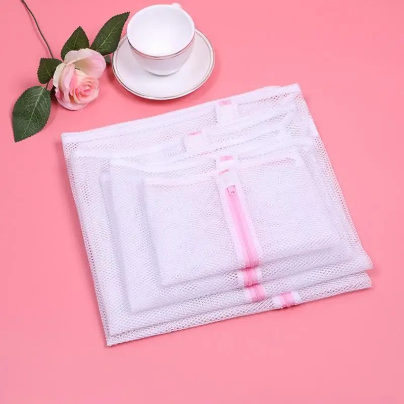 3 Size Printing Zippered Mesh Laundry Bag Polyester Washing Net Bag For Underwear Sock Washing Machine Pouch Clothes Bra Bags