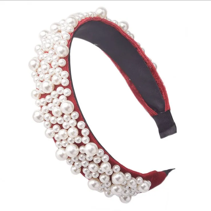 Новая модная женская повязка на голову ручной работы - Цвет: red wine hairband
