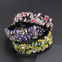 Барокко роскошные тяжелые работы преувеличенный дикий характерный обруч для волос роскошные стразы преувеличенная модная головная повязка 729