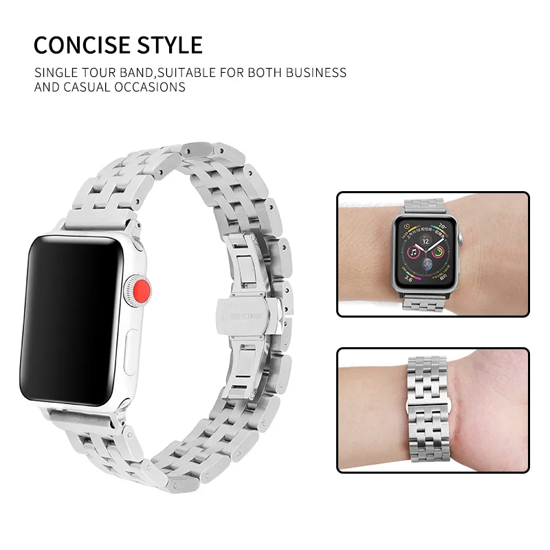 Браслет из нержавеющей стали для Apple Watch 44 мм 40 мм 38 мм 42 мм ремешок для IWatch серии 1 2 3 4 5 сменный ремешок для часов