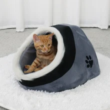Супер теплая кошка пещера кровать домик для собак и щенков питомник укрытие для котенка кролика и гнездо для котенка маленьких животных край с мягкими волосами