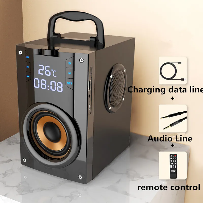 SOAIY 30 Вт большое питание для bluetooth-динамика портативная беспроводная стереоколонка Бас Сабвуфер открытый динамик s поддержка дистанционного управления fm-радио - Цвет: Черный