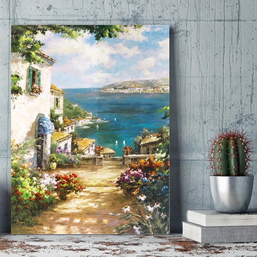 

Full square round diy diamond painting Mediterranean Aegean Sea Mosaic diamond embroidery 5d cross stitch wall room decoration