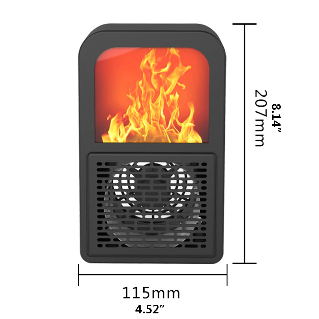 Mini Electric Wall-outlet Flame Heater EU Plug-in Air Warmer PTC Ceramic Heating