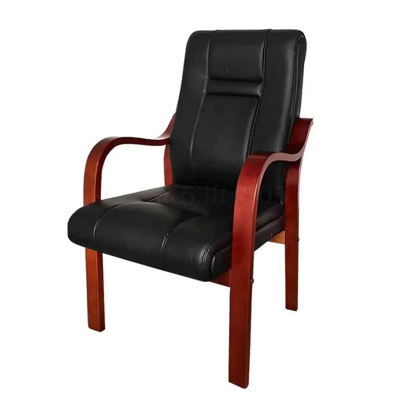 Деревянное дизайнерское кресло для компьютера кожаное четырехногая шахматная