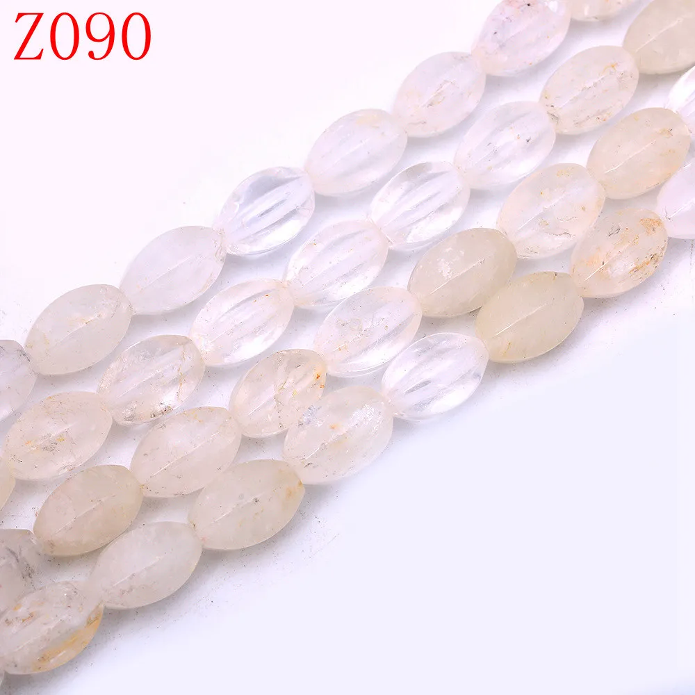 White Crystal Yumten овальная аквамариновая бусина 10 мм* 14 мм натуральный камень свободные бусины розовый кварц топаз DIY ювелирные изделия ожерелье натуральные камни бисер для бисероплетения - Цвет: White Crystal
