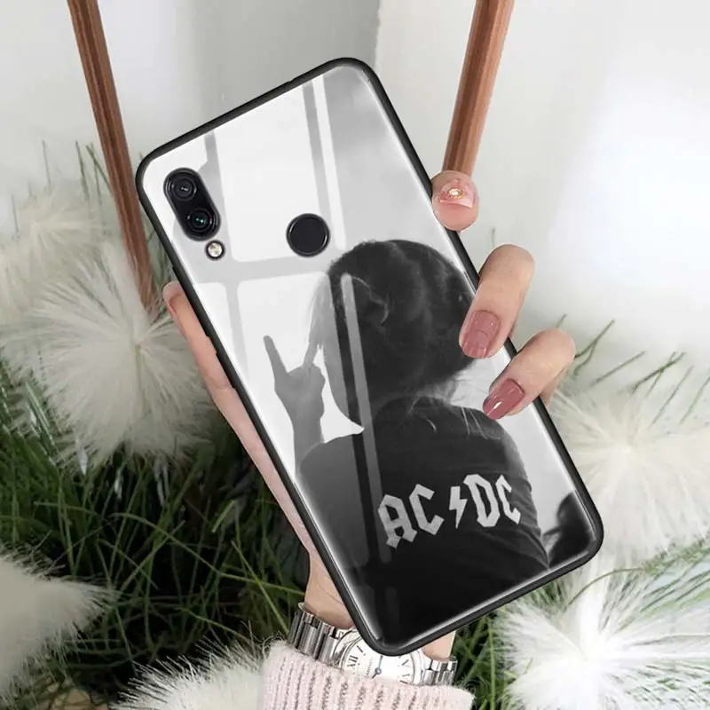 ACDC рок Ac DC Angus молодых закаленное Стекло чехол для Red mi 7 8A Note 7, 6, 8, 8Pro K20 K20Pro Xiaomi mi A3 mi CC9E mi CC9 задний Чехол