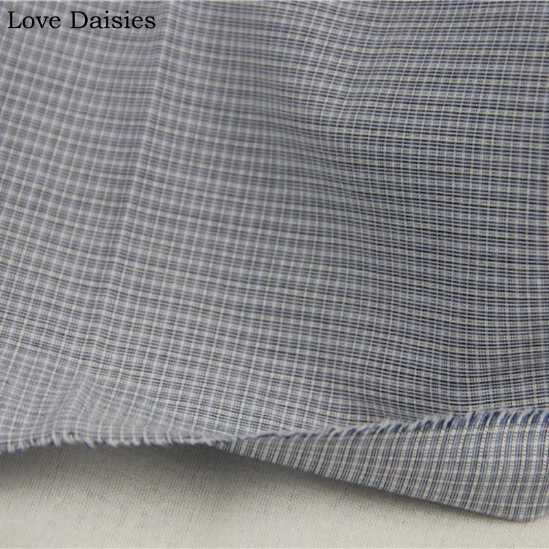 Хлопок, окрашенная в пряже, черный, синий цвет, маленькая жесткая ткань в клетку, для лета, сделай сам, одежда, платье, рубашка, топ, ручная работа, ремесло