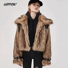 Осенне-зимнее женское пальто, повседневная шуба из искусственного лисьего меха, Женские винтажные короткие теплые пальто с длинным рукавом, меховые куртки casaco feminino