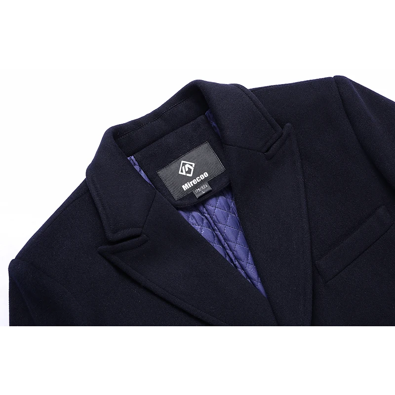 Mirecoo/Высококачественная однотонная длинная толстая куртка, мужское шерстяное пальто с карманом и отложным воротником, модное повседневное пальто, зимнее пальто для мужчин