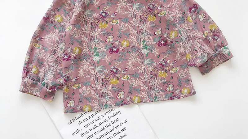 Chifuna/Новые Осенние фиолетовые Блузы с длинными рукавами и цветочным принтом; рубашки для девочек; одежда для малышей; блузка; топы для девочек; Элегантная мода