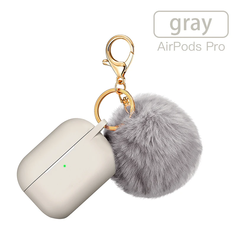 3D Фокс меховой шар брелок Силиконовая защита wrieless чехол для airpods pro Чехол air pods pro 3 конфеты зарядка Леди Девушка коробка