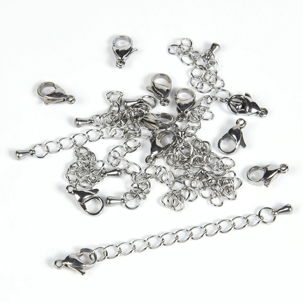 10Pcs/Lot 5 7cm Stainless Steel Extension Tail Chain With Lobster Clasp
