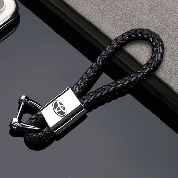 

New Car styling Metal+Leather Car Keychain Key Chain Car Interior For Toyota CROWN Camry REIZ Carola decoration Accessories