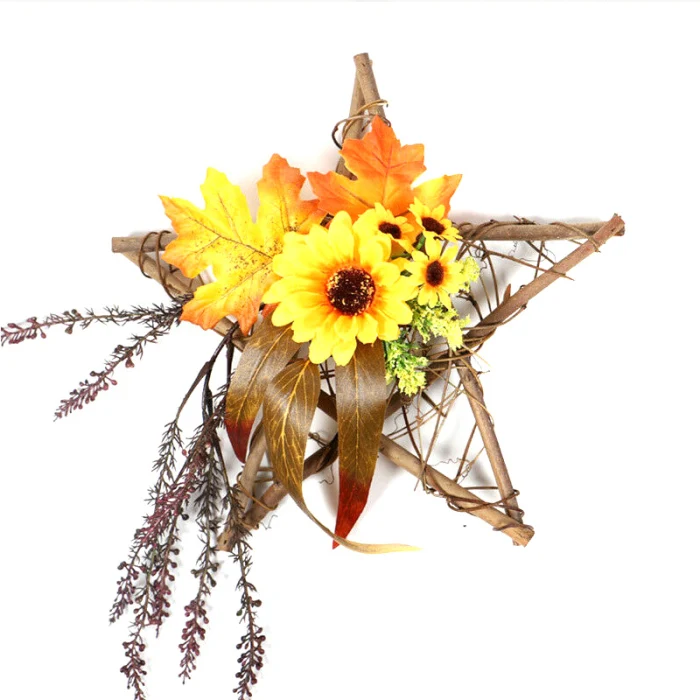 Artificial Fake Sunflower Leaf Hanging Wreath Front Door Party Home Decor GQ999