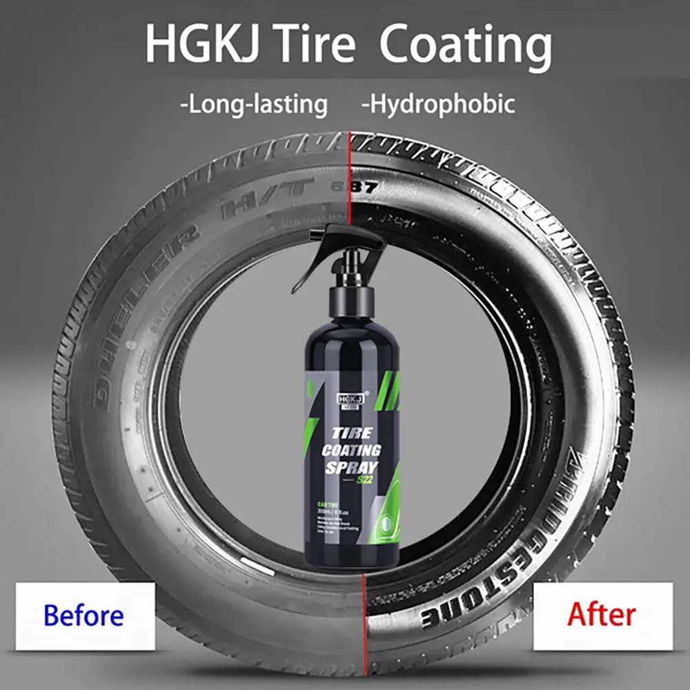 HGKJ S22 Black Car Tire Blackening Ceramic Coating Spray Liquid Refurbishing Agent Auto Washing  Accessories Spraying Wax Clean