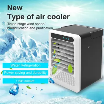 

1PC Mini Air Conditioner Home Air Cooler Humidifier Purifier Desk Cooling Fan USB Rechargeable Personal Space Cooler Arctic Air