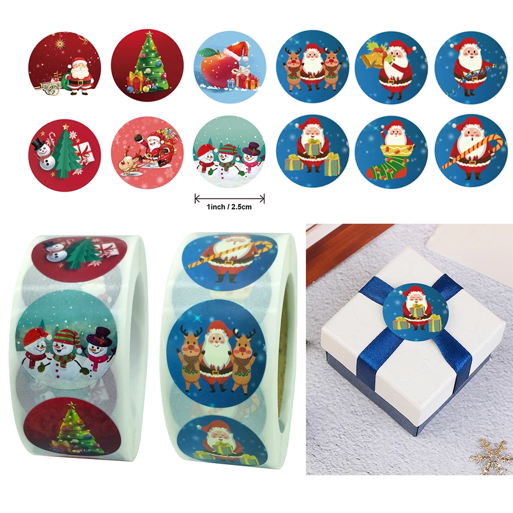 

500pcs Kawaii Merry Christmas Stickers 2.5cm Cute Snowman Stationery Stickler Gift Bag Packaging Baking Sealing Decoration Label