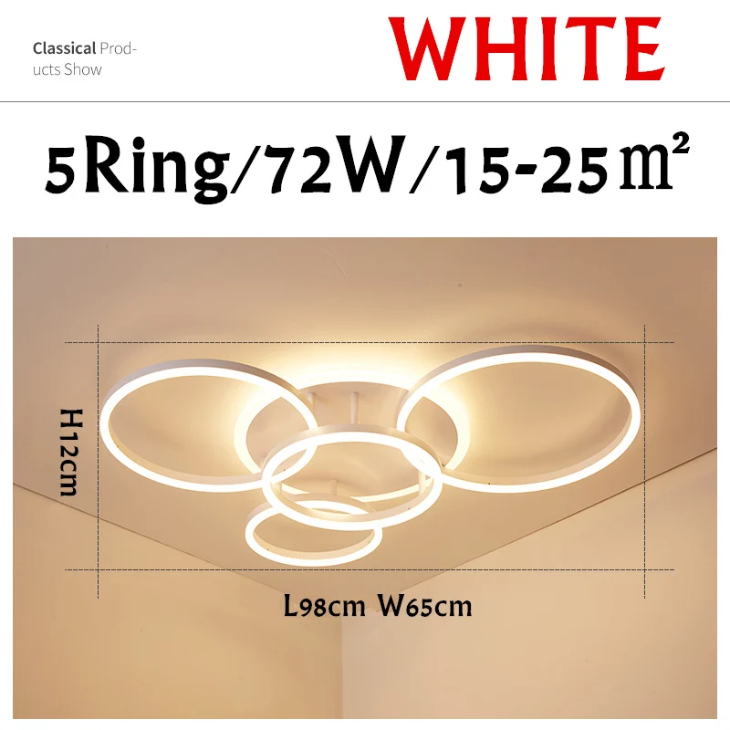 Современный дизайнерский светодиодный потолочный светильник, акриловое белое регулируемое потолочное освещение, блеск для гостиной, столовой, светильник - Цвет корпуса: White- 5lights