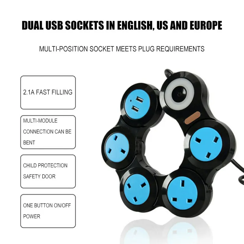 

Multi Function USB Charging Strip Foldable Travel Power Strip Desktop Charging Station PAK55
