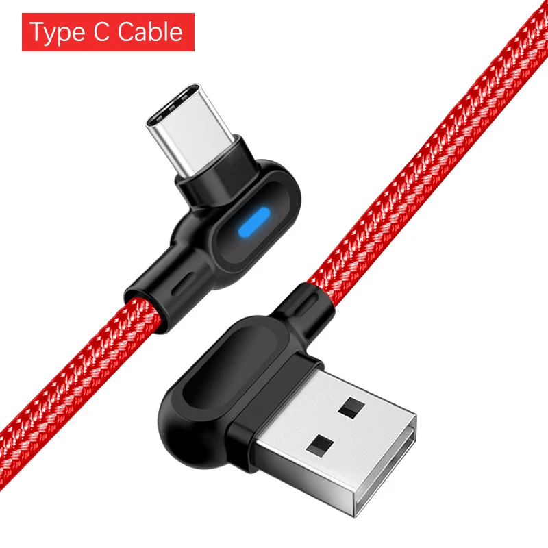90 градусов быстрая зарядка Micro usb type C кабель для samsung S8 S9 S10 Кабель Microusb для Xiaomi 4 USB-C кабель для huawei P20 P30 - Цвет: Red For Type C
