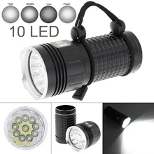 

SecurityIng Waterproof IP65 Flashlight Power Display 10 x T6 LED 8000 Lumens Aluminium Alloy with 4 Modes Light DC USB Cable