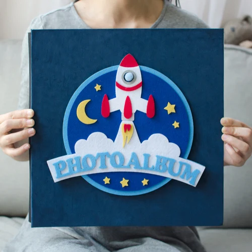 -blue Мультяшный робот плюшевый чехол фотоальбомы Детские Diy ручной работы самостоятельно альбом наклеек детская память семья фотокниги подарки на день рождения на свадьбу - Цвет: -blue