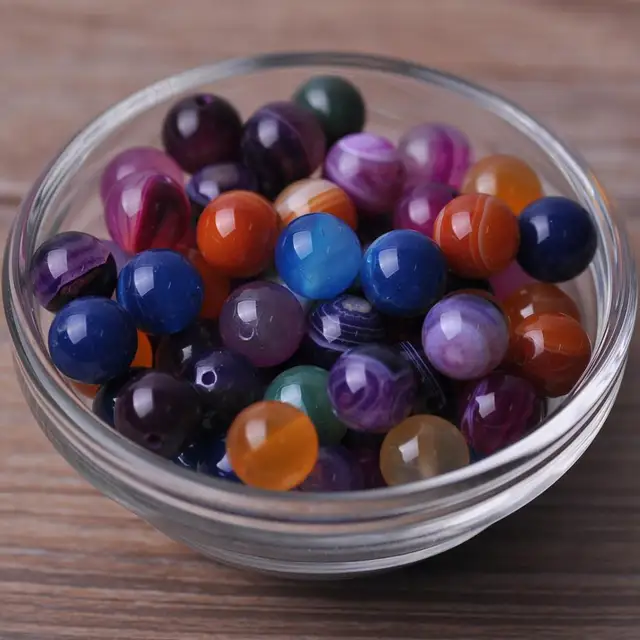 Round 4mm 6mm 8mm 10mm 12mm Natural Stone Rock Loose Spacer Beads lot for Bracelet Jewelry Making Findings DIY Crafts Mixed Lace Agate