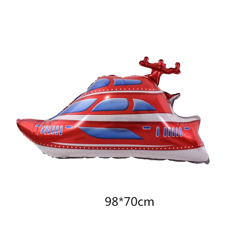 Speedboat 1 шт. милый автомобиль фольгированный шар Танк Поезд полицейский автомобиль школьный автобус скорая помощь Гелиевый шар для маленьких мальчиков и девочек на день рождения Декор Kdis игрушка - Цвет: Speedboat