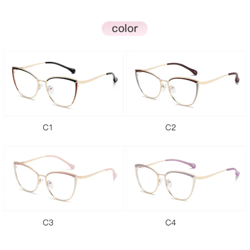 Anti-blue Light Cat Eye Prescription Spectacle Women Myopia Lens Photochromic Glasses Diopter 0 -0.5 -0.75 -1.0 -2.0 To -6.0 3