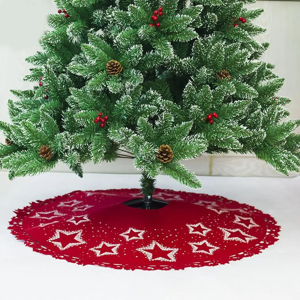 

Christmas Tree Skirt Floor Mat Round Cover Party Home Decor Rug Supplies Star Pattern 100cm/39.4inch