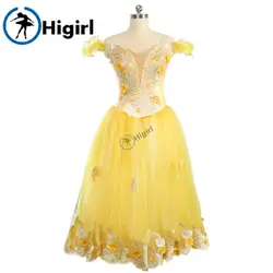 Желтая балетная длинная юбка для девочек и детей, балетная юбка-пачка, Классическая блинная юбка, блинное платье, BT9167