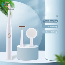 Cepillo de dientes eléctrico con vibración Sónica, cepillo de dientes inteligente para blanquear los dientes, masaje Chean facial, carga USB, juego de cepillado impermeable