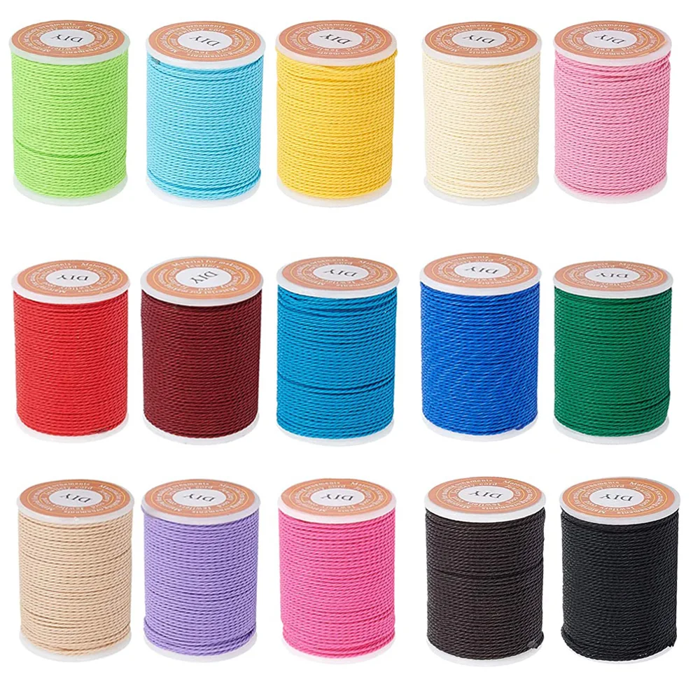 Pandahall 1mm Waxed Polyester Cord Twisted Thread for Macrame Braided Bracelets String DIY Jewelry Making Accessories 10 Rolls