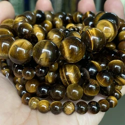 Natural Gemstone Beads for DIY Jewelry Crafting - Amethyst, Lava, Turquoise, Agate, Jade, Garnet, and Quartz (Yellow Tiger Eye)