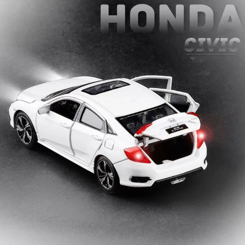 1/32 масштаб HONDA CIVIC моделирование игрушечный автомобиль металлический литой модель оттяните назад звук и свет детская игрушка подарок на день рождения - Цвет: White