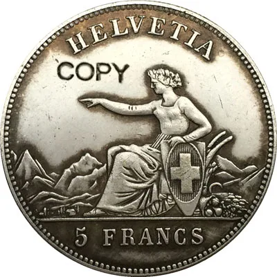 Switzerland 5 Franken Shooting Festival 1863 копия монет