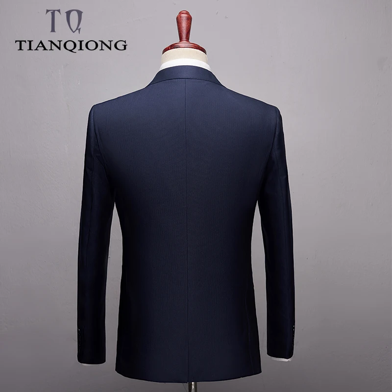 TIAN QIONG, Новое поступление, высокое качество, бутик, повседневные Черные костюмы для мужчин, мужские синие костюмы, блейзеры, пальто, брюки, жилет, S-2XL