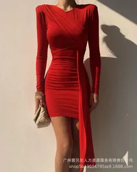 Vestido plisado con cinturón para mujer, novedad de primavera 2022