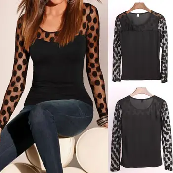 

Women Ladies Loose Long Sleeve Lace Tops Tee shirt Chiffon Blouse Autumn
