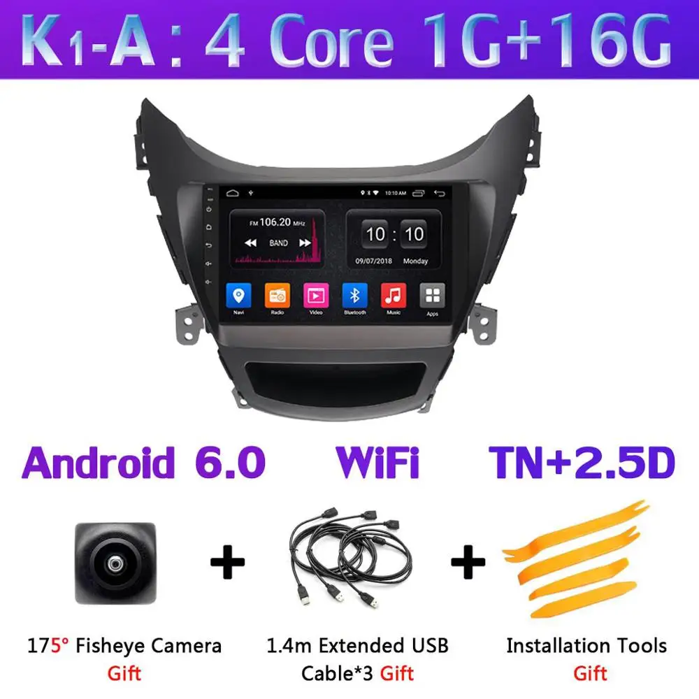 360 ° 4 × камера 4G SIM WiFi Android 9,0 8Core 4+ 64G SPDIF DSP CarPlay автомобильный мультимидийный Навигатор Радио плеер для hyundai Elantra 2011 - Цвет: K1-A