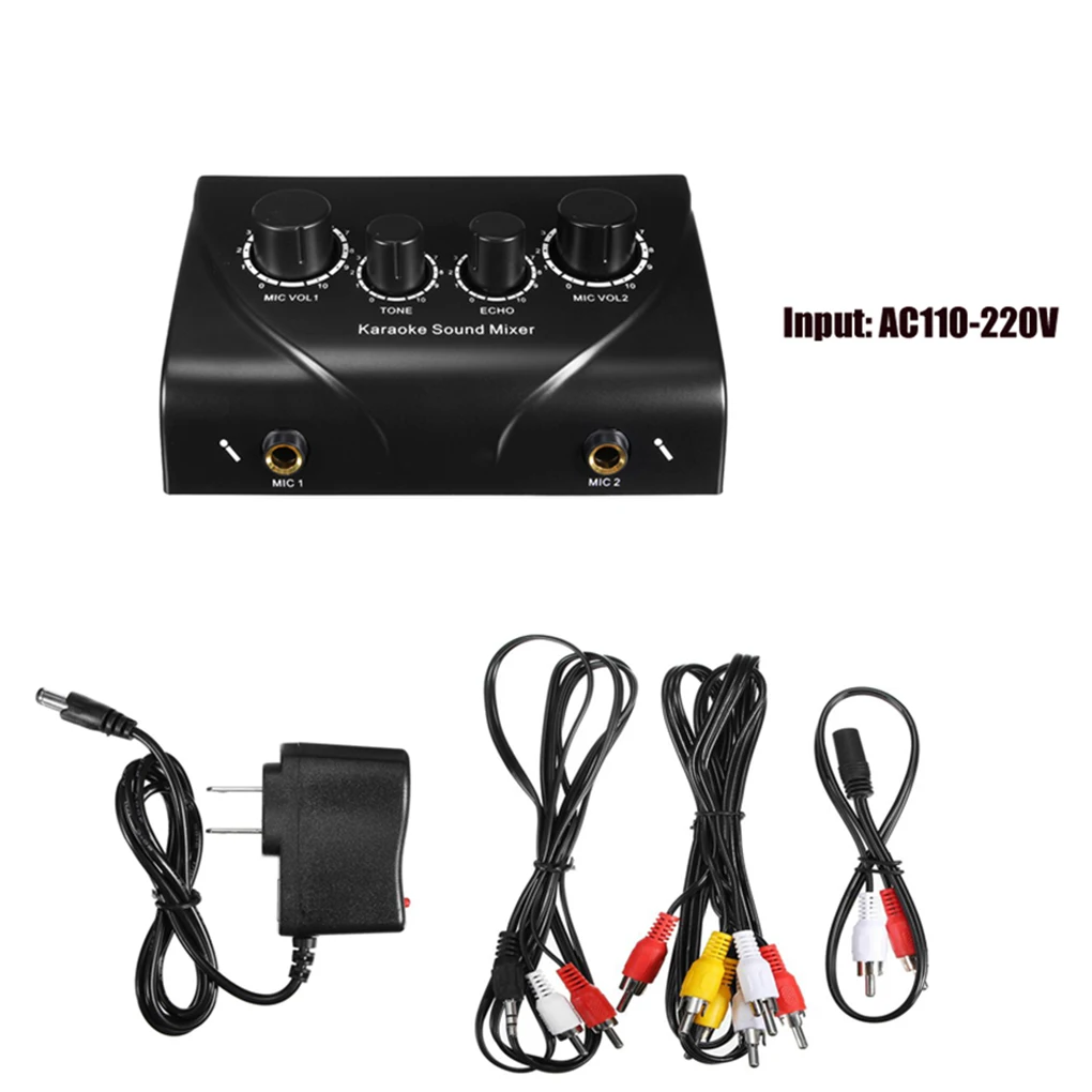 

Dual Mic Inputs Audio Sound Mixer For Amplifier & Microphone Karaoke Ok Mixer