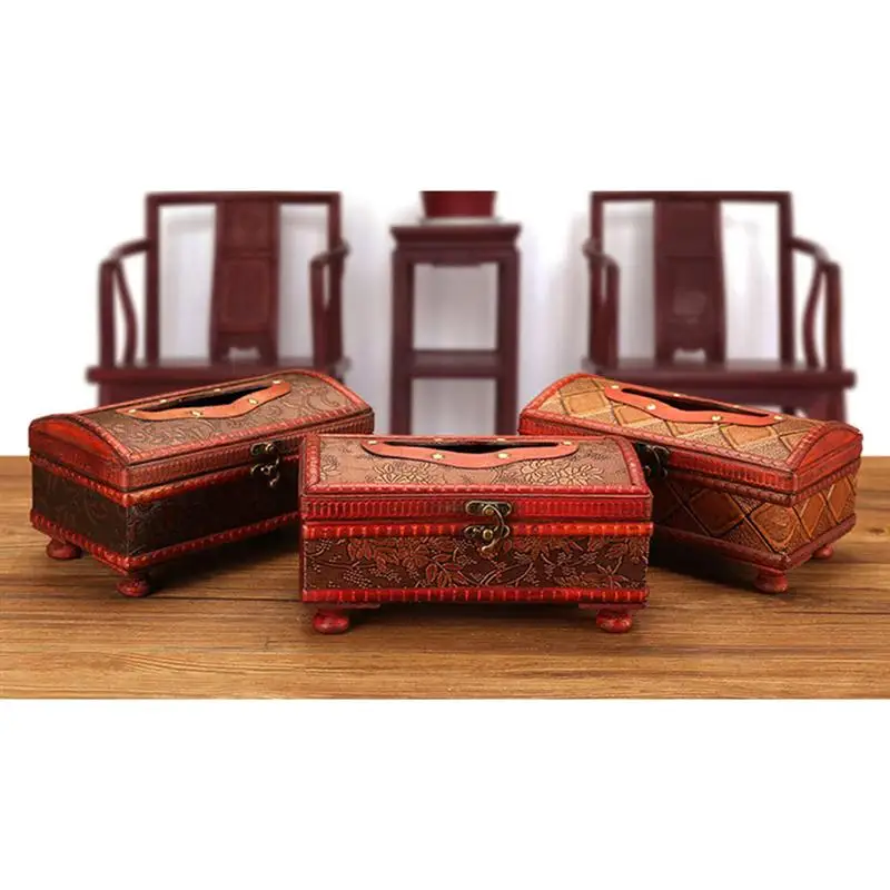 Wooden Tissue Box Holder Kitchen Tissue Box Organizer Desktop Napkin Case Paper Storage Box Decorative Crafts Container 4