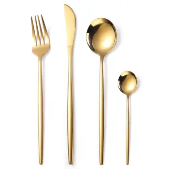 

Brandom 18/10 Stainless Steel Gold Dinnerware Set Knife Fork Spoon Silverware Flatware Set