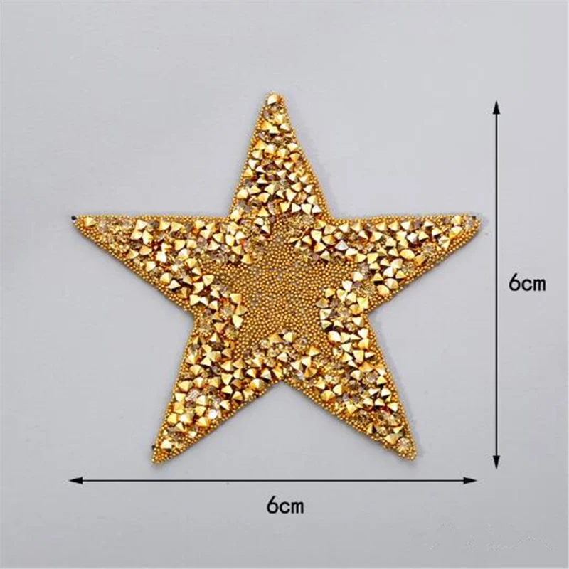gold 1 шт. стразы звезда металлическая аппликация DIY мотив патч для нашивка для одежды паста для одежды сумка обувь - Цвет: gold