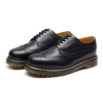 

2020 Genuine Cow Leather Vintage Formal Brogue casual Men's Leather Shoes Retro Thick Soles Low Upper Shoes Carved Shoes #3989