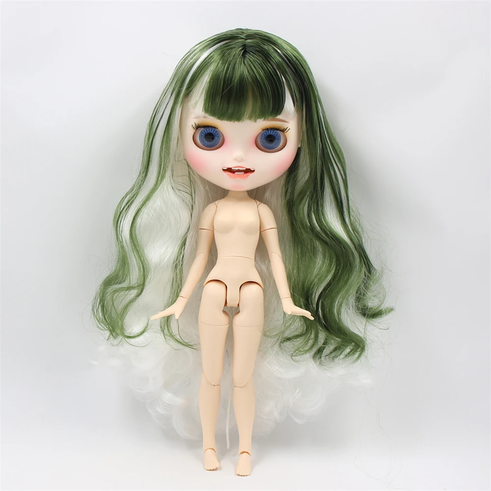 Fortune Days 1/6 bjd doll joint body white skin soft mixed green and white curly hair new smail matte face with eyebrow toy doll - Цвет: like a picture