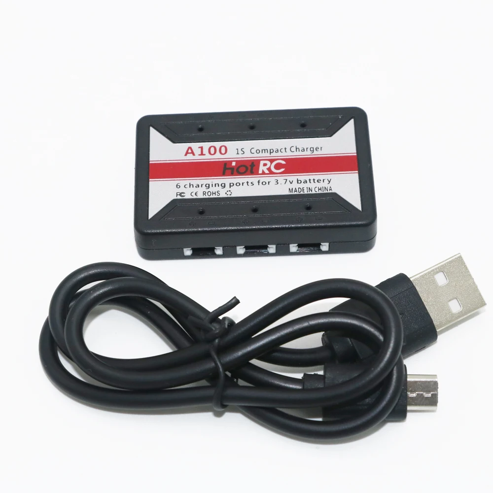 HotRc A100 6 в 1 3 7 Lipo зарядное устройство для Hubsan X4 Q4 H107L H107C WLtoys JJCR UDI|Детали и